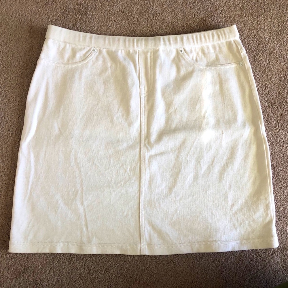 SOLD White Faux-Denim Skirt